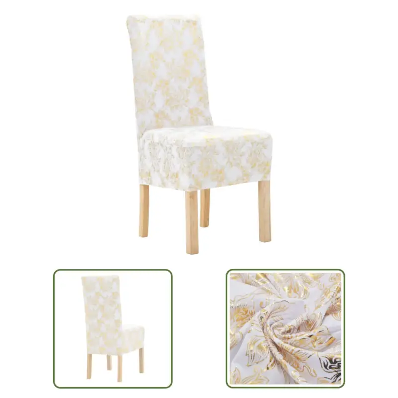 Bestel Nu vidaXL Stoelhoezen - Universeel - 6 Stuks - Wit/Goud - Stretch stof