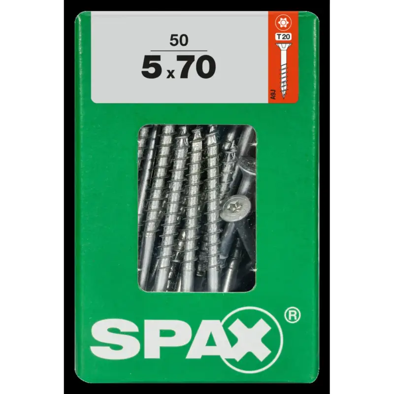 Ambachtelijk Spax Universele Schroef T-Star Wirox Verzonken Kop Torx T20 - 5x70mm - 50 stuks