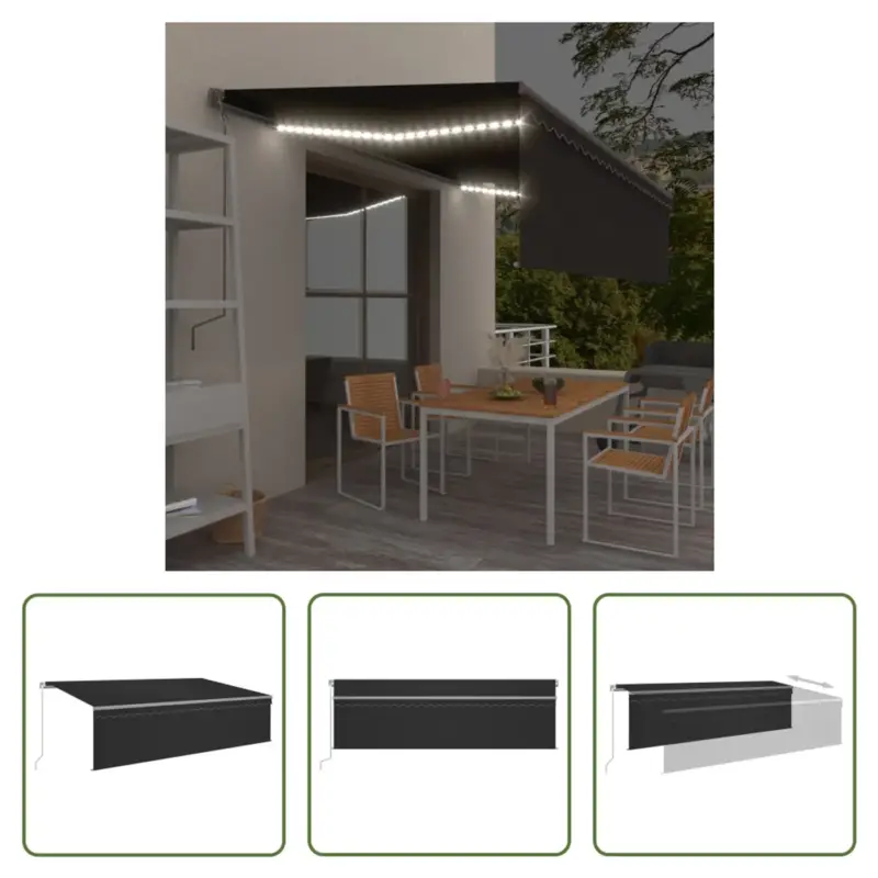 Ambachtelijk vidaXL Uitschuifbare Luifel - 5 x 3m - Antraciet - Aluminium Frame