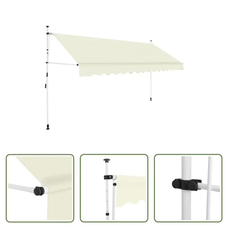 vidaXL Uittrekbare Zonwering 350 cm - 120 cm - Crème - Handbediend Flitsaanbieding