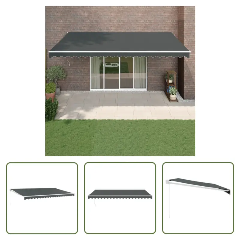 vidaXL Uittrekbare Luifel - 5 x 3 m - Antraciet - Gepoedercoat aluminium frame Nu Kopen