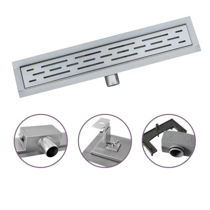 Superprijs Cityline RVS Douchegoot - 90 cm lengte - Sleuvenrooster - Zij-uitloop van 40 mm - Lage inbouwdiepte