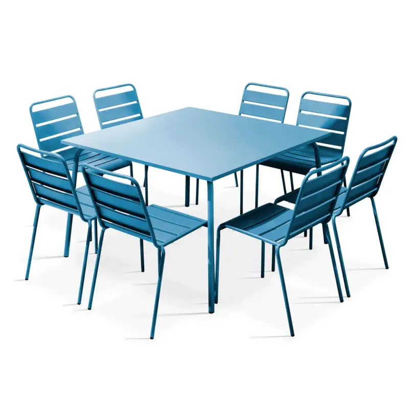 Bestel Nu Oviala Palavas Tuinset Met Tafel En 8 Blauwe Pacific Stoelen