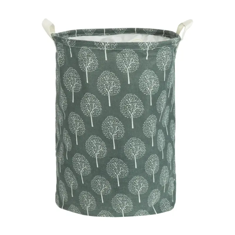 Quvio Wasmand Rond Stof - Boom - Antraciet Gratis Verzending