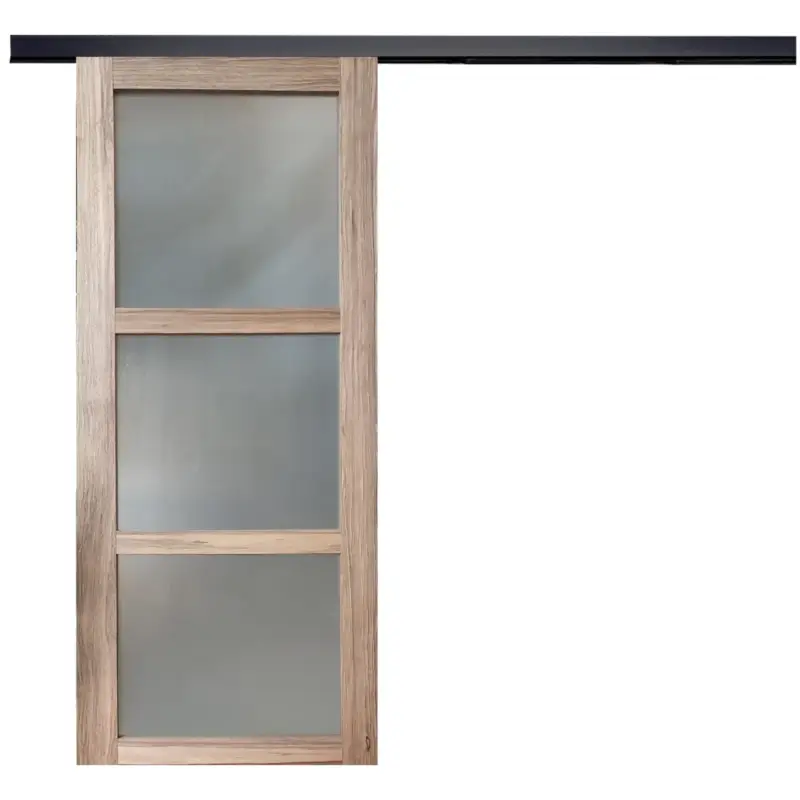 Wereldwijde Verzending Frake Glazen Schuifdeur H204 X L73 + Zwarte Striprail