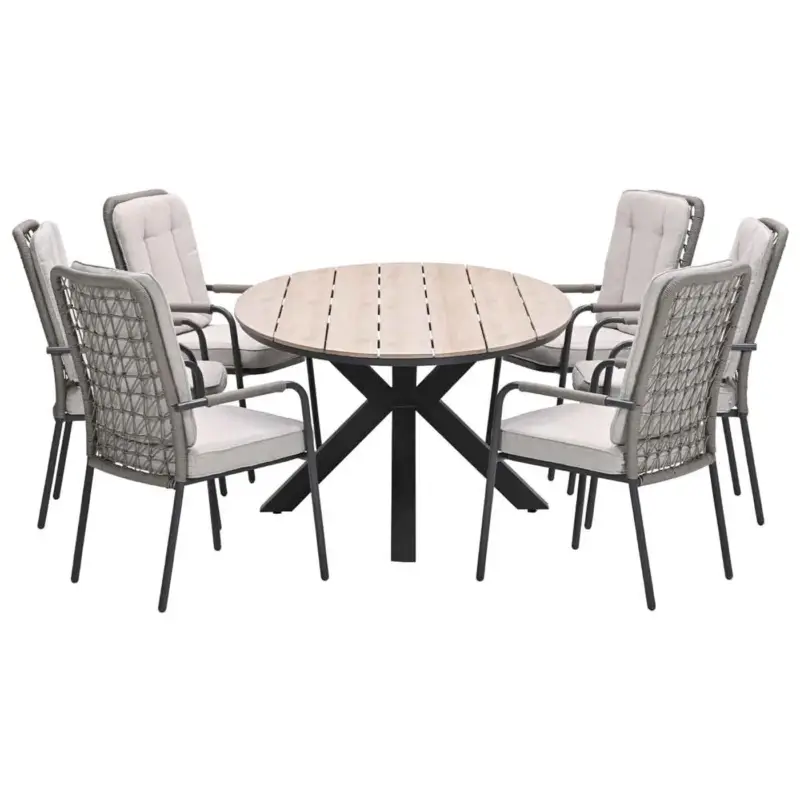 Uitverkoop Garden Impressions Tuinset Aleria - Tulli - Taupe - 220x115 Cm - 7-delig