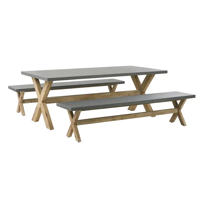 Beliani Tuinset Met Banken Olbia Grijs Bruin 100x200x75 Cm Koop Online