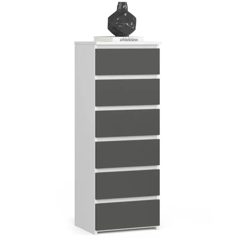 Akord-hoge Ladekast-wit/grijs Grafiet-40x35x109 Betrouwbaar