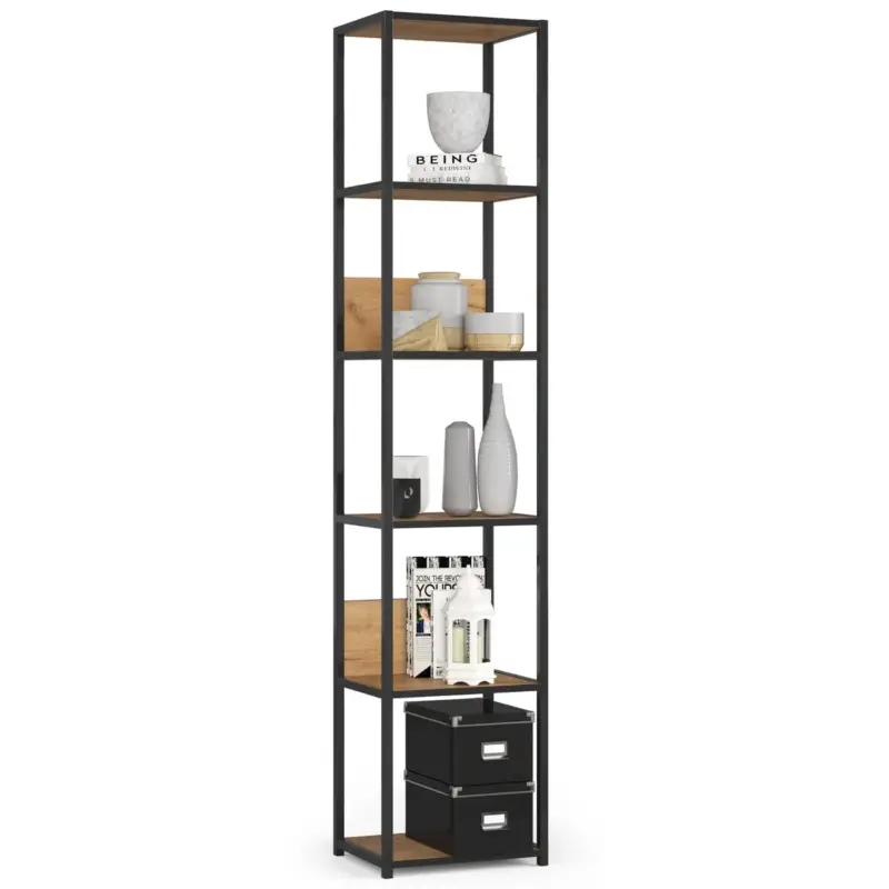 Akord-metalen Rek Loft-zwart/eiken Craft-40x32x192 Snelle Levering