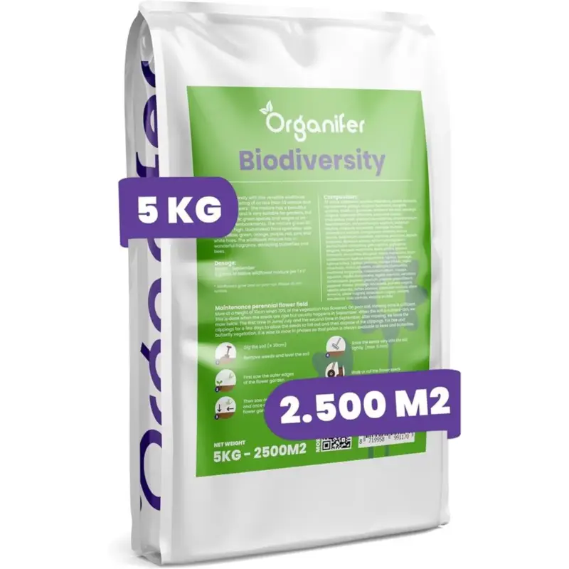 Wereldwijde Verzending Organifer - Wildbloemenmengsel - Biodiversity - 62 Soorten - 5 Kg Voor 2500 M2