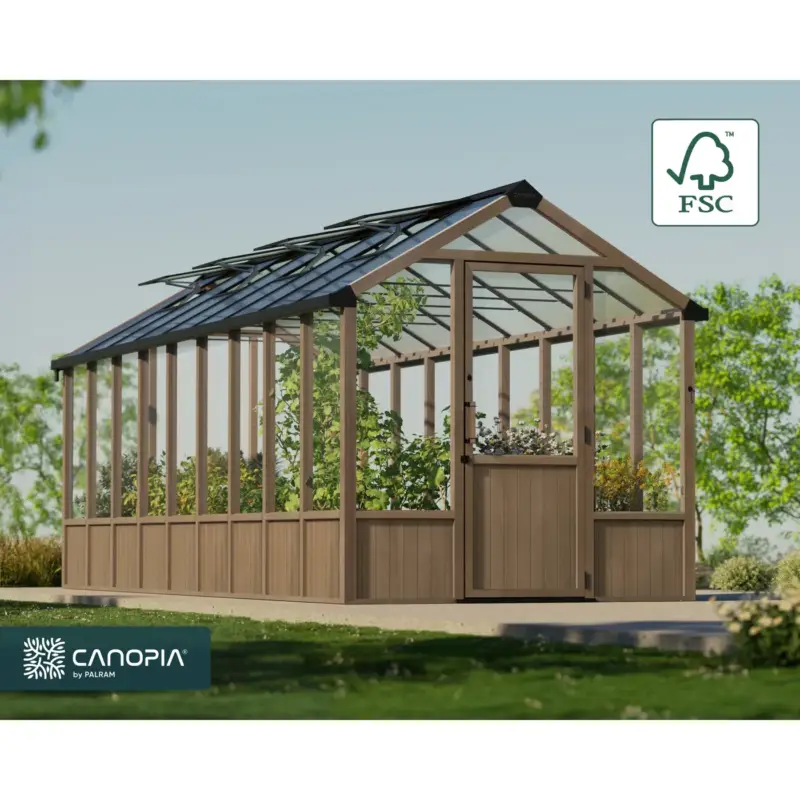 Beste Prijs Canopia NATURA Meerwandig Polycarbonaat Tuinkas 641X237.5X261 cm Cederhouten Serre