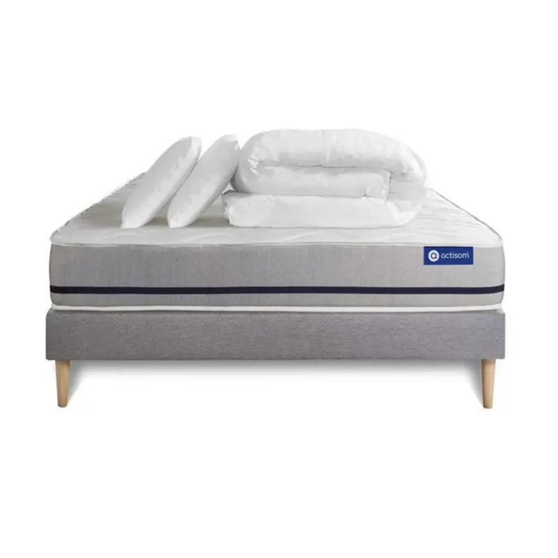 Actisom - Actilatex Soft Matras Pack 200 X 200 - Latex + Geheugenschuim - Grijze Bedbodem In Kit Snelle Levering