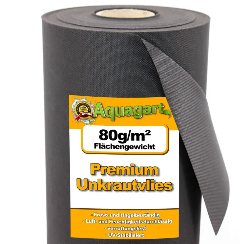 Aquagart Onkruidvlies 128m² 80g/m² 1,6m Breed Mulchvlies Tuinvlies Bestseller