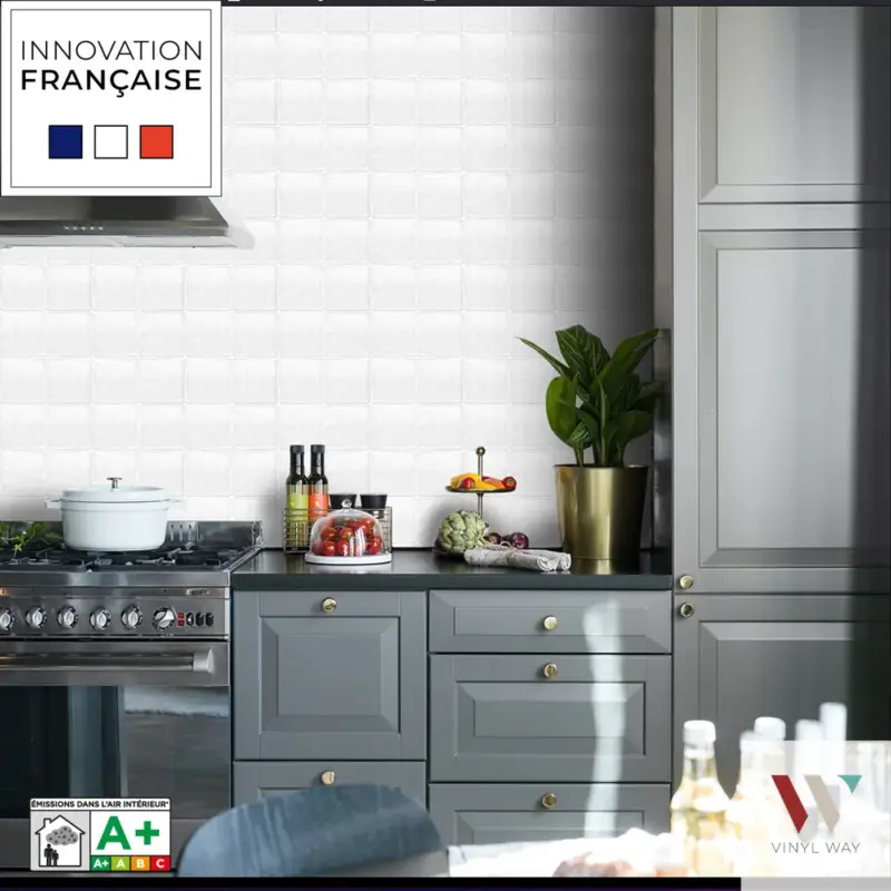 8 zelfklevende tegels 20x20cm Lahti / Zelliges Mats / wit - Vinyl Way Voordeelprijs