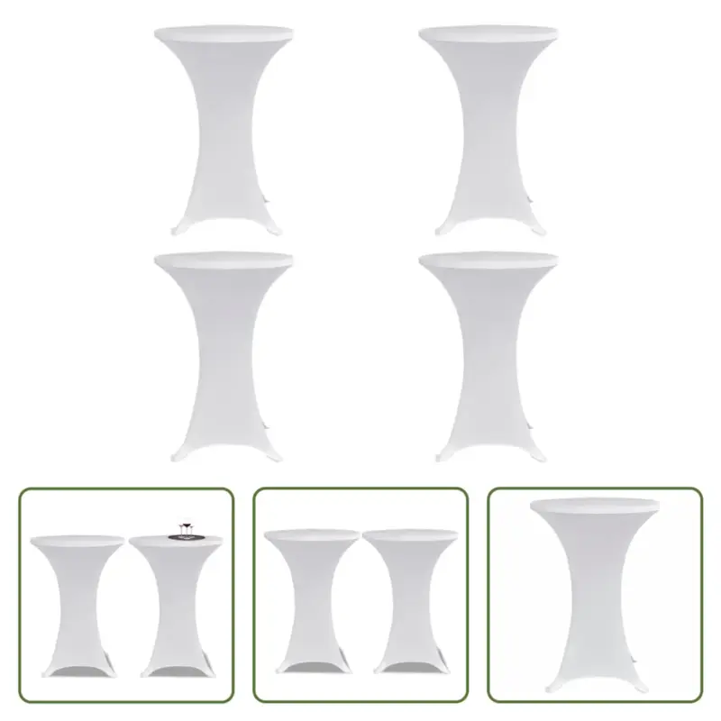 vidaXL Statafelhoes - Stretchstof - Geschikt voor tafels tot 120 cm - Inclusief 4 tafelhoezen - Wit Rechtstreeks Van De Fabrikant