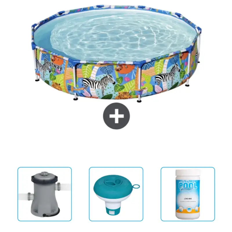 Bestway Rond Steel Pro Zwembad - 305 x 66 cm - Jungleprint - Inclusief Accessoire CB41 Betaalbaar