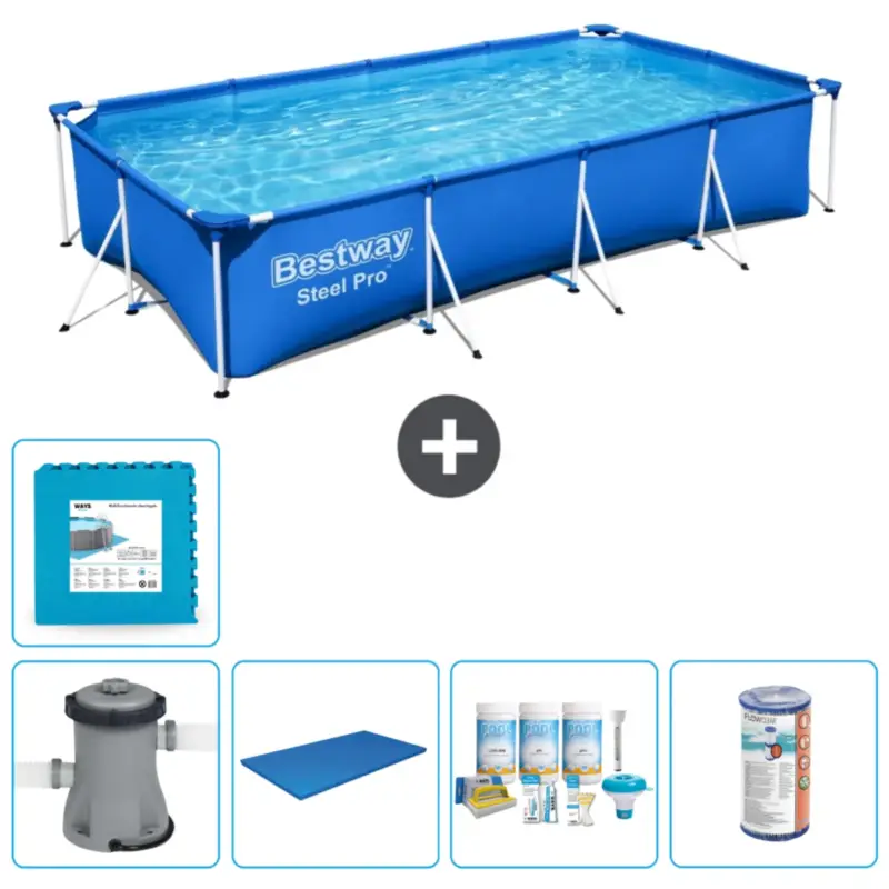 Bestseller Bestway Rechthoekig Steel Pro Zwembad - 400 x 211 x 81 cm - Blauw - Inclusief Accessoires CB12