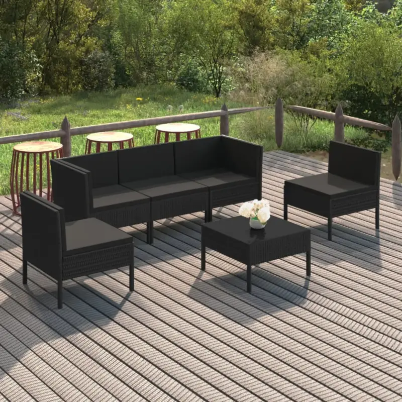 vidaXL Loungeset 6-delig - Zwart - Inclusief kussens - Loungeset - Tuinset Limited Edition