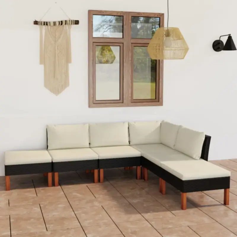 vidaXL 6-delige Loungeset met kussens zwart - Loungeset - Tuinmeubels Goedkoop
