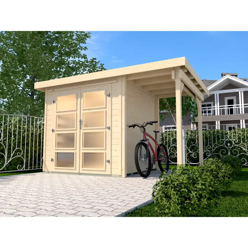 Weka tuinhuis met overkapping 321 Type A GR2 194x369cm Beperkt Aanbod