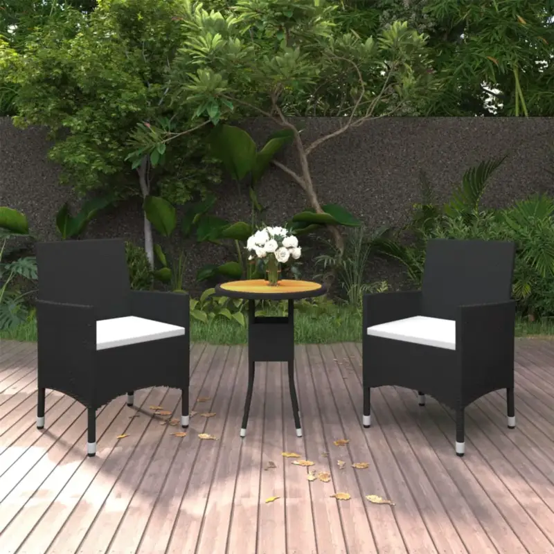 vidaXL Tuinset 3-delig - Poly Rattan - Zwart - Tuinset - Buitenkamer Modern