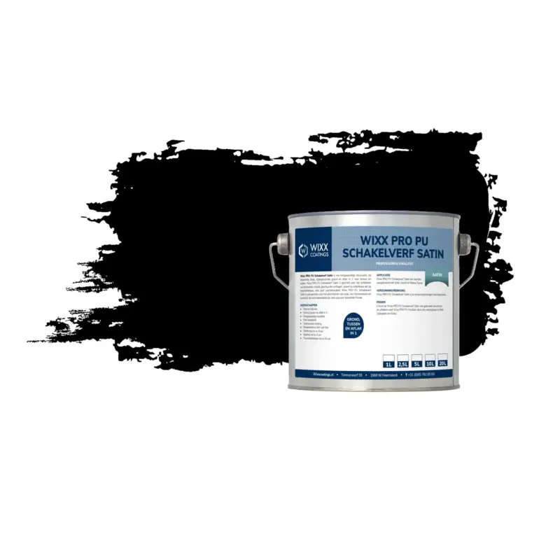 Wixx Pro Pu Schakelverf Satin - Ral 9005 - Gitzwart - 1l Beperkt Aanbod