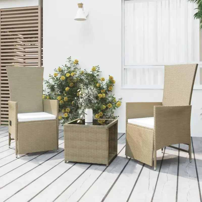 vidaXL 3-delige Loungeset - Beige Poly Rattan - Tuinlounge - Lounge Set Goedkoop