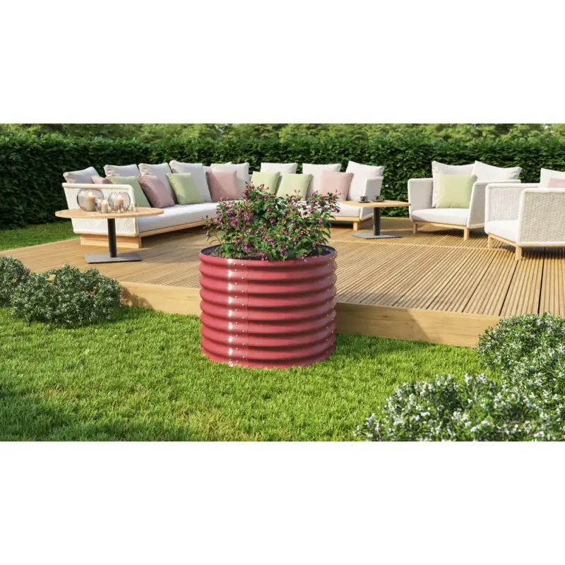 Vitavia Plantenbak Vita Rund 630 - Robijn - Metaal - 82,1x82,1x63cm Garantie Inbegrepen