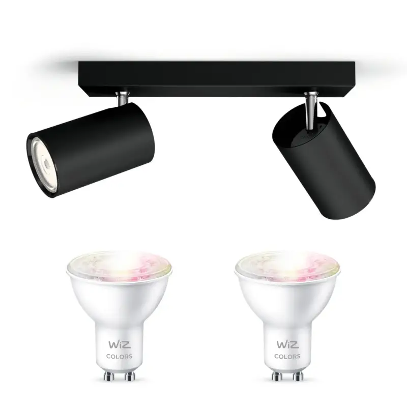 Wereldwijde Verzending Philips Kosipo Opbouwspot - Zwart - 2 Spots - Lichtbron Inbegrepen