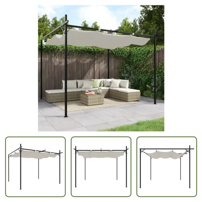 vidaXL Pergola Pavilion - 295 x 292 x 207/230 cm - Crème - UV-bestendig Voordeelprijs