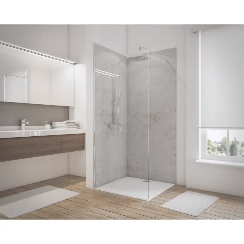 Weekendaanbieding Schulte - complete set structuur DECOR Lichtgrijs steen 2x douchewandpanelen 100x210cm + 3 profielen