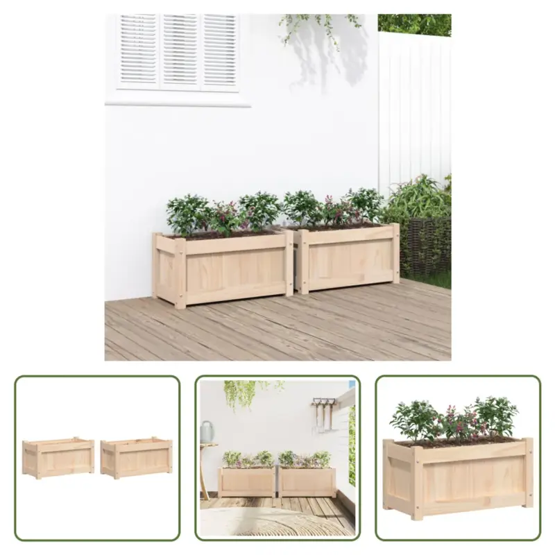 vidaXL Houten Plantenbak 60x31x31 cm - Massief Grenenhout Koop Online