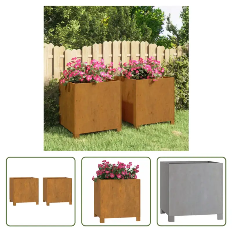 vidaXL plantenbakken cortenstaal - set van 2 - 42 x 40 x 43 cm - roestig Topkwaliteit