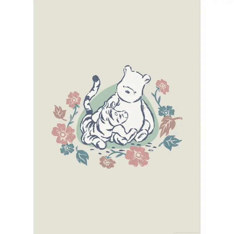 Actieprijs Komar Poster Winnie Flowers - 50x70 cm - Beige
