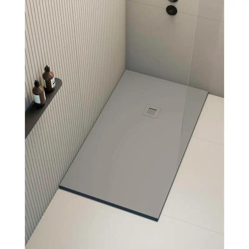 Actieprijs Poalgi - Douchebak Extra Plat Antislip - Serie Hos's - Cement - 110x200 Cm - Textuur Leisteen