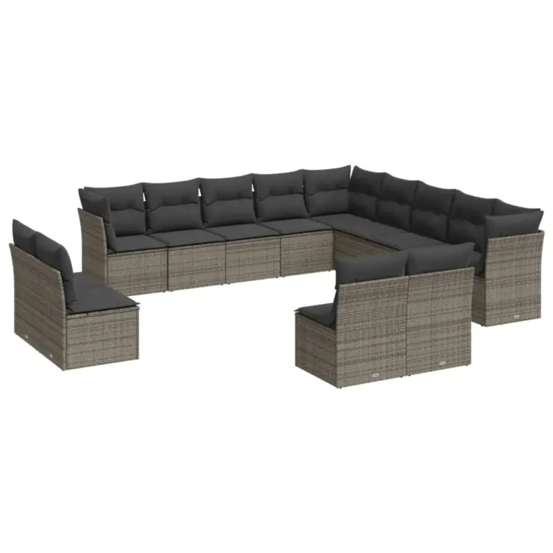 vidaXL Loungeset 13-delig - Poly Rattan - Grijs Gratis Verzending