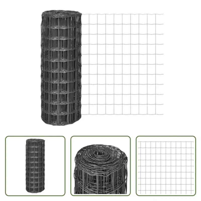 vidaXL Euro Hekwerkset - 10x1m - Grijs - PVC-coating - 100x100mm gaas Groothandel