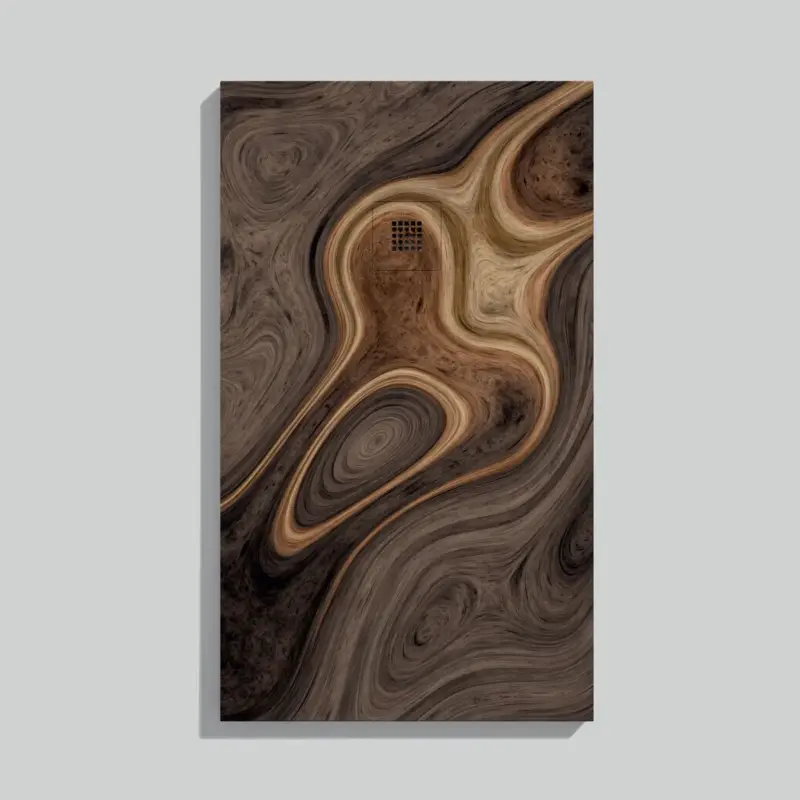 Voordeelprijs Kroos Ebène douchebak, Gladde steen 3D afwerking, gekleurd rooster - 110 x 80 cm