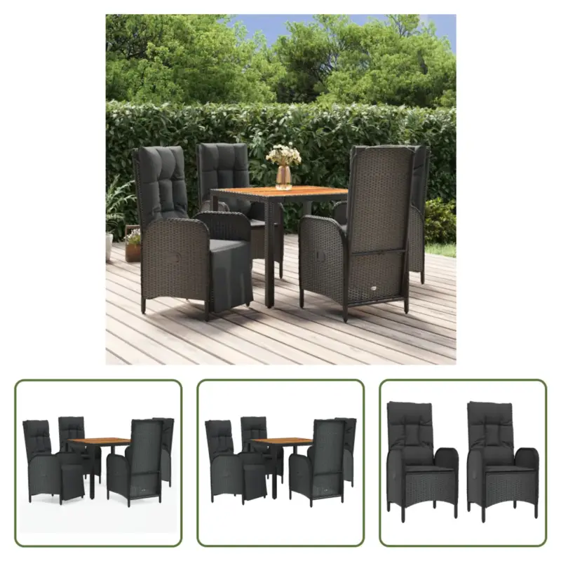 Weekendaanbieding vidaXL Tuinset - Verstelbare Tuinstoel - Zwart - 57 x 62.5 cm - PE-rattan