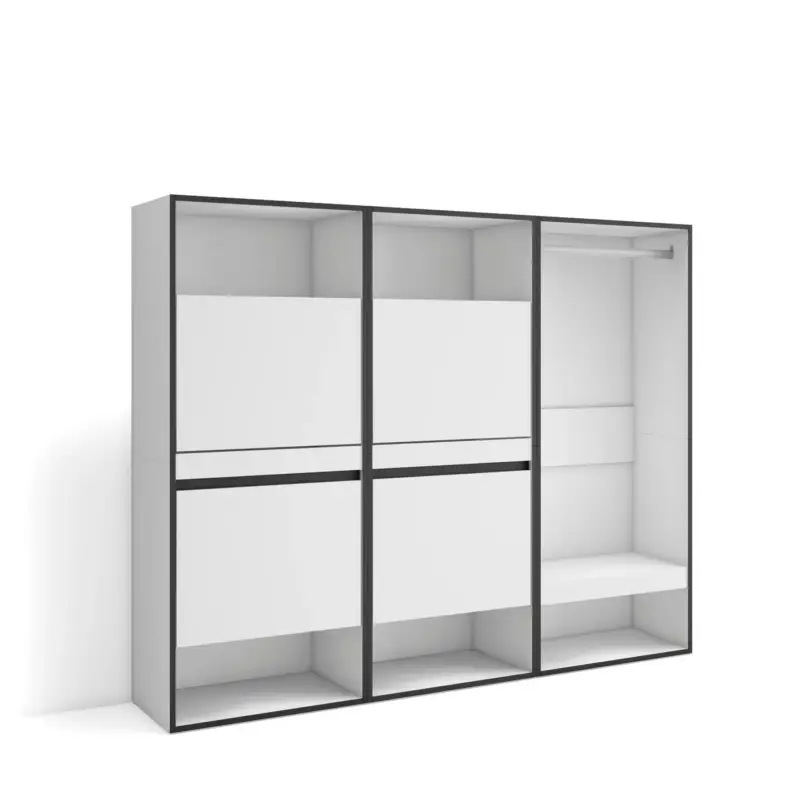 Aanbieding Skraut Home - Schoenenkast - Open Kledingkast - 180x35x145 Cm - Wit