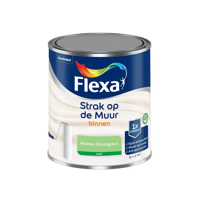 Aanbieding Flexa - Strak Op De Muur Binnen Mat - Midden Eucalyptus - Meng - 1 L