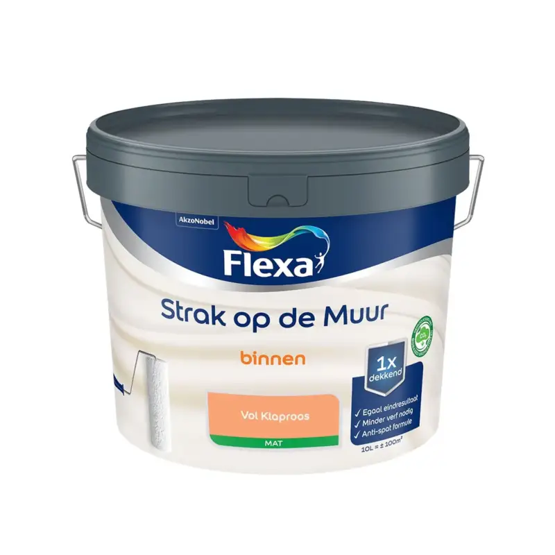 Weekendaanbieding Flexa - Strak Op De Muur Binnen Mat - Vol Klaproos - Meng - 10 L